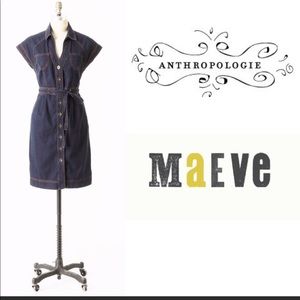NWT Anthropologie MAEVE TRACED DENIM DRESS